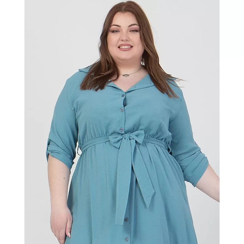Plus Size Φόρεμα Σεμιζιέ - Γαλάζιο Plus Size Φόρεμα Σεμιζιέ - Γαλάζιο