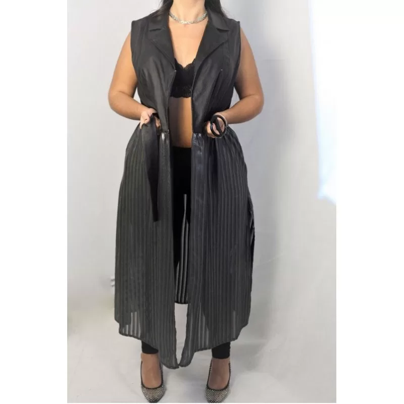 Plus Size Μεταλλικό Jacket Διαφάνεια - Μαύρο Plus Size Μεταλλικό Jacket Διαφάνεια - Μαύρο