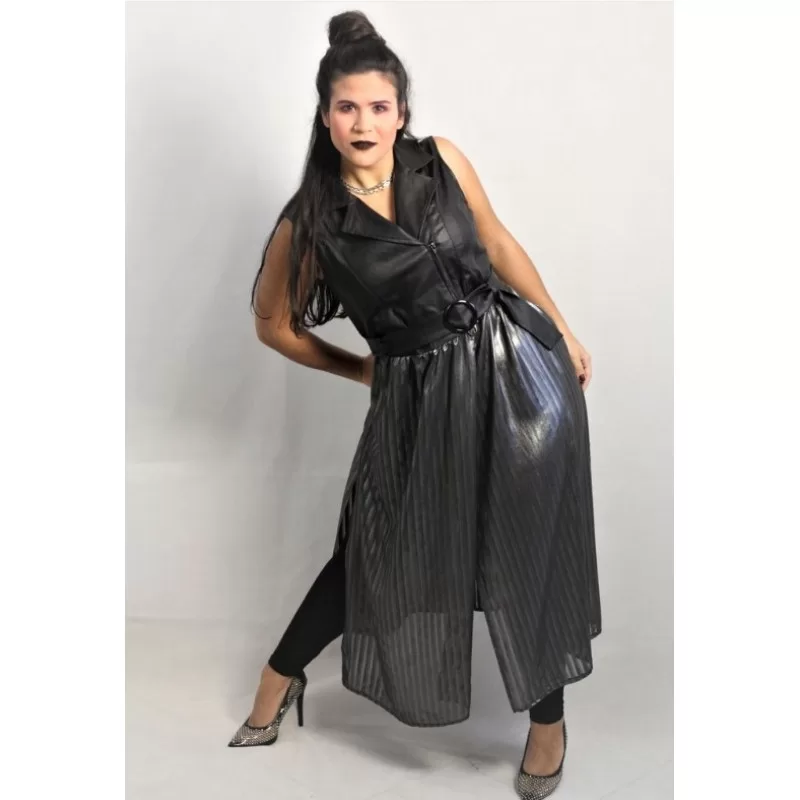 Plus Size Μεταλλικό Jacket Διαφάνεια - Μαύρο Plus Size Μεταλλικό Jacket Διαφάνεια - Μαύρο