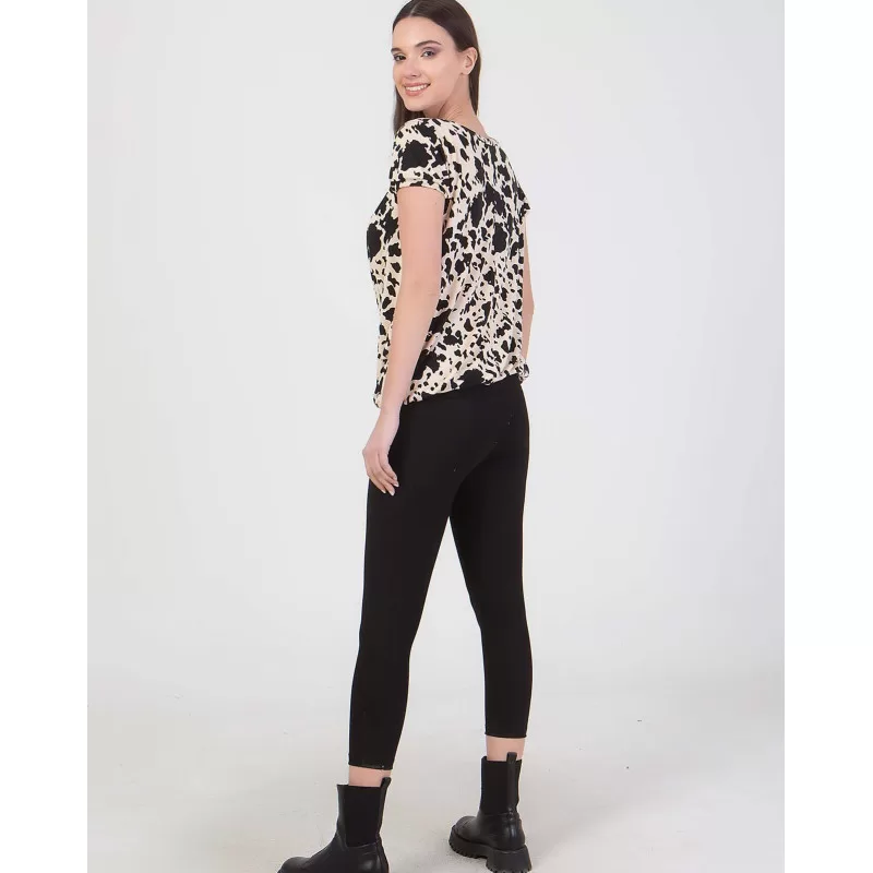 Μπλούζα Κοντομάνικη Cow Print - Μπεζ Μπλούζα Κοντομάνικη Cow Print - Μπεζ
