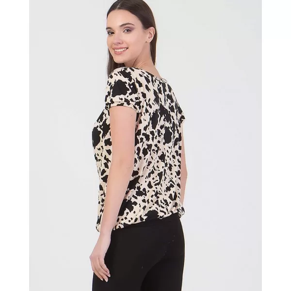 Μπλούζα Κοντομάνικη Cow Print - Μπεζ