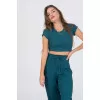 Set Παντελόνα/Crop Top Ριμπ - Πετρόλ Set Παντελόνα/Crop Top Ριμπ - Πετρόλ