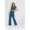 Set Παντελόνα/Crop Top Ριμπ - Πετρόλ Set Παντελόνα/Crop Top Ριμπ - Πετρόλ