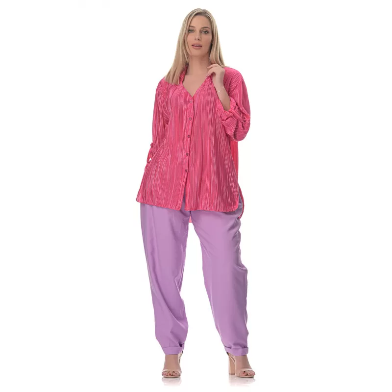 Plus Size Παντελόνι Baggy - Λιλά Plus Size Παντελόνι Baggy - Λιλά