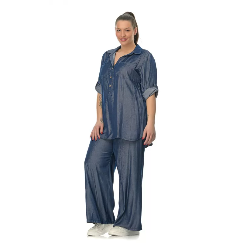 Plus Size Denim Jean Παντελόνα - Μπλε Plus Size Denim Jean Παντελόνα - Μπλε