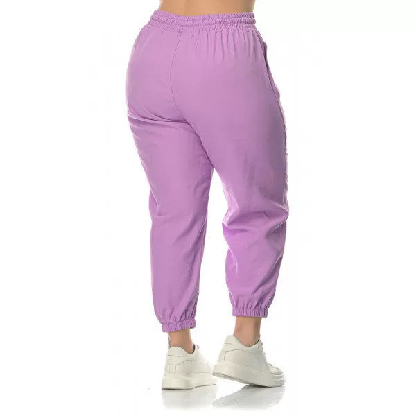 Plus Size Παντελόνι Safari Capri - Λιλά