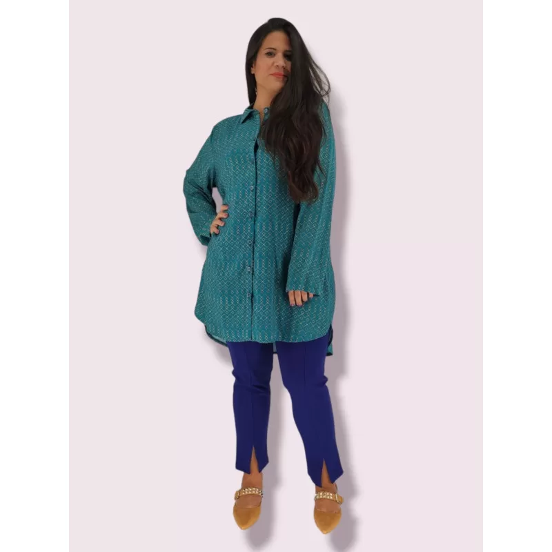 Plus Size Πουκάμισο Μακρύ - Βεραμάν Plus Size Πουκάμισο Μακρύ - Βεραμάν