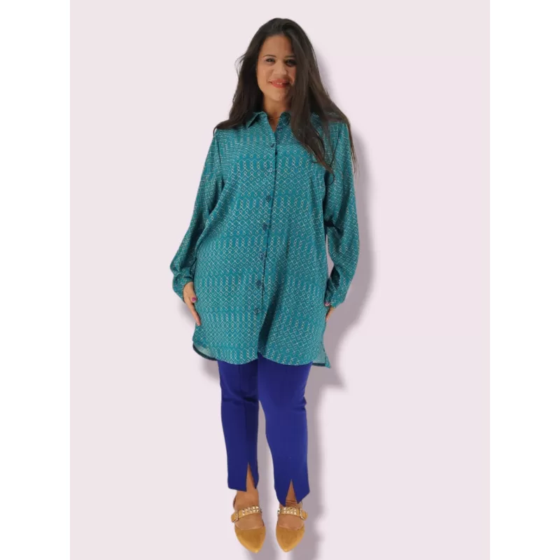 Plus Size Πουκάμισο Μακρύ - Βεραμάν Plus Size Πουκάμισο Μακρύ - Βεραμάν