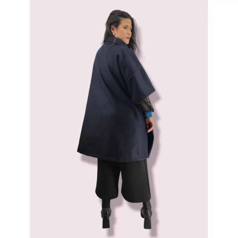 Plus Size Κάπα/Παλτό με Κουμπιά - Μπλε Plus Size Κάπα/Παλτό με Κουμπιά - Μπλε
