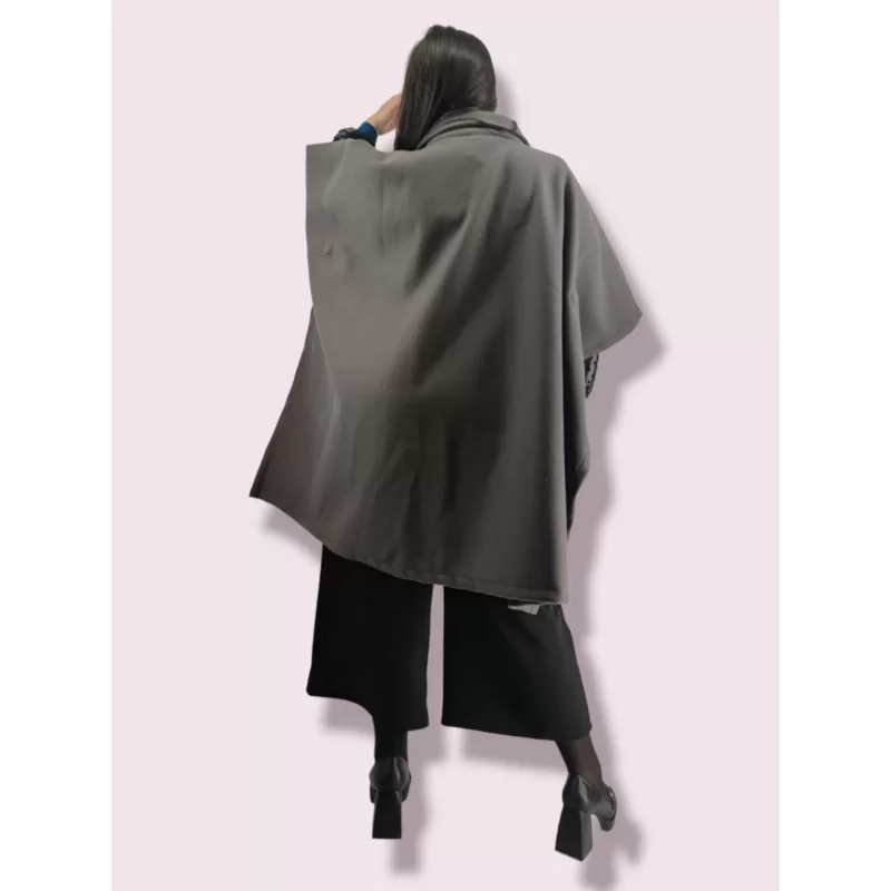 Plus Size Κάπα/Παλτό με Κουμπιά - Μπλε Plus Size Κάπα/Παλτό με Κουμπιά - Μπλε
