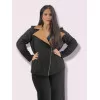 Plus Size Jacket Καστόρ Δίχρωμο - Μαύρο/Ταμπά Plus Size Jacket Καστόρ Δίχρωμο - Μαύρο/Ταμπά