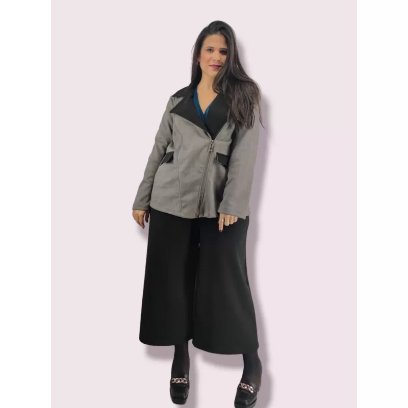 Plus Size Jacket Καστόρ Δίχρωμο - Μαύρο/Ταμπά Plus Size Jacket Καστόρ Δίχρωμο - Μαύρο/Ταμπά