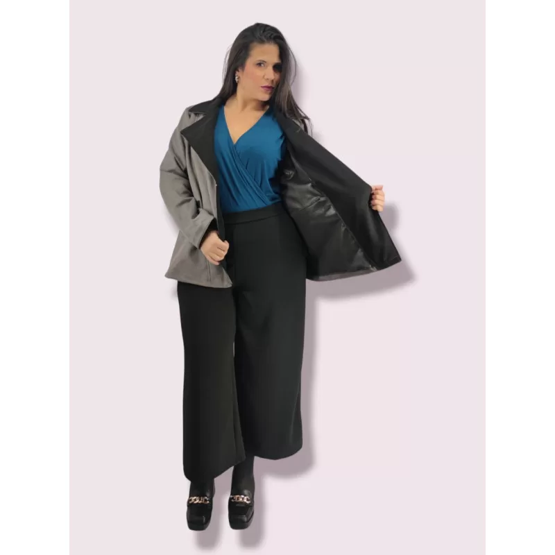 Plus Size Jacket Καστόρ Δίχρωμο - Μαύρο/Ταμπά Plus Size Jacket Καστόρ Δίχρωμο - Μαύρο/Ταμπά