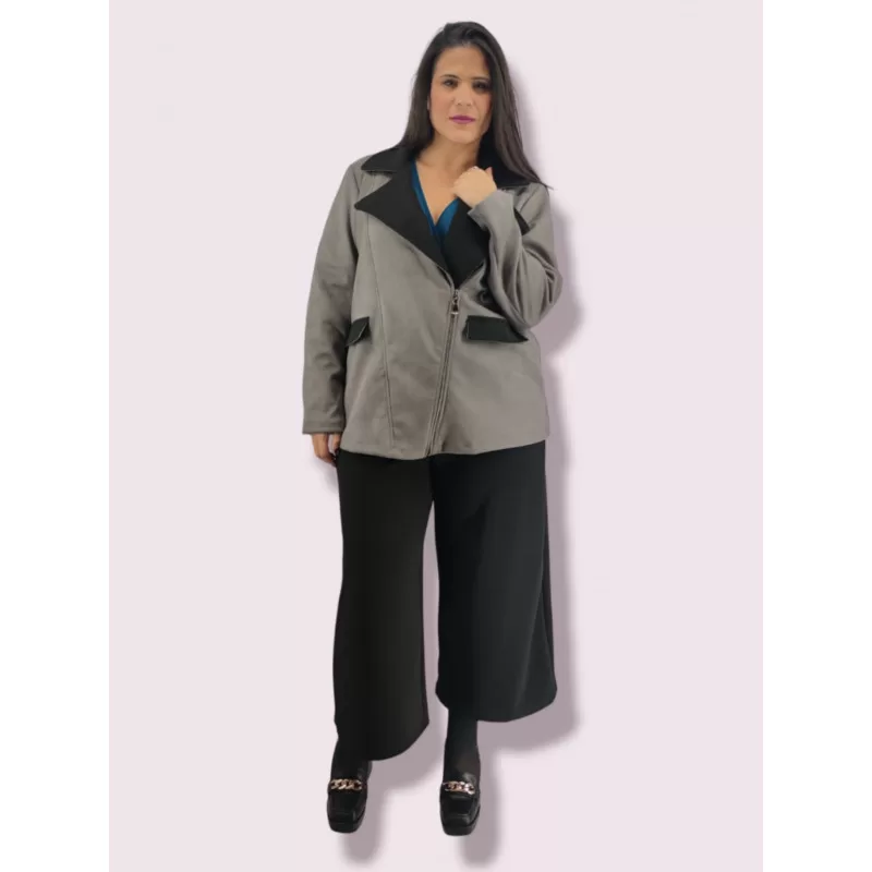 Plus Size Jacket Καστόρ Δίχρωμο - Μαύρο/Ταμπά Plus Size Jacket Καστόρ Δίχρωμο - Μαύρο/Ταμπά