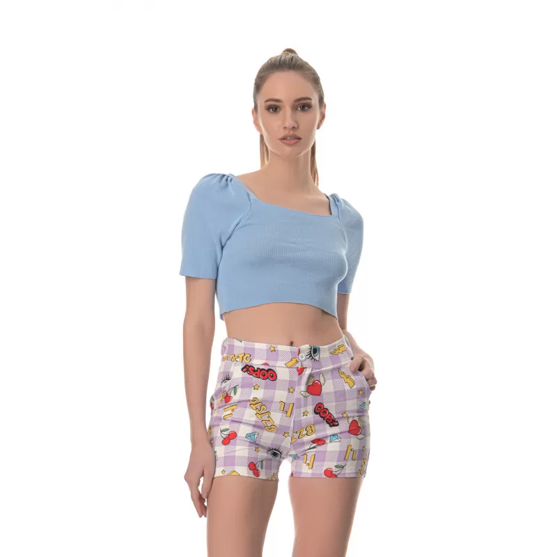 Crop Top Ριπ - Γαλάζιο Crop Top Ριπ - Γαλάζιο