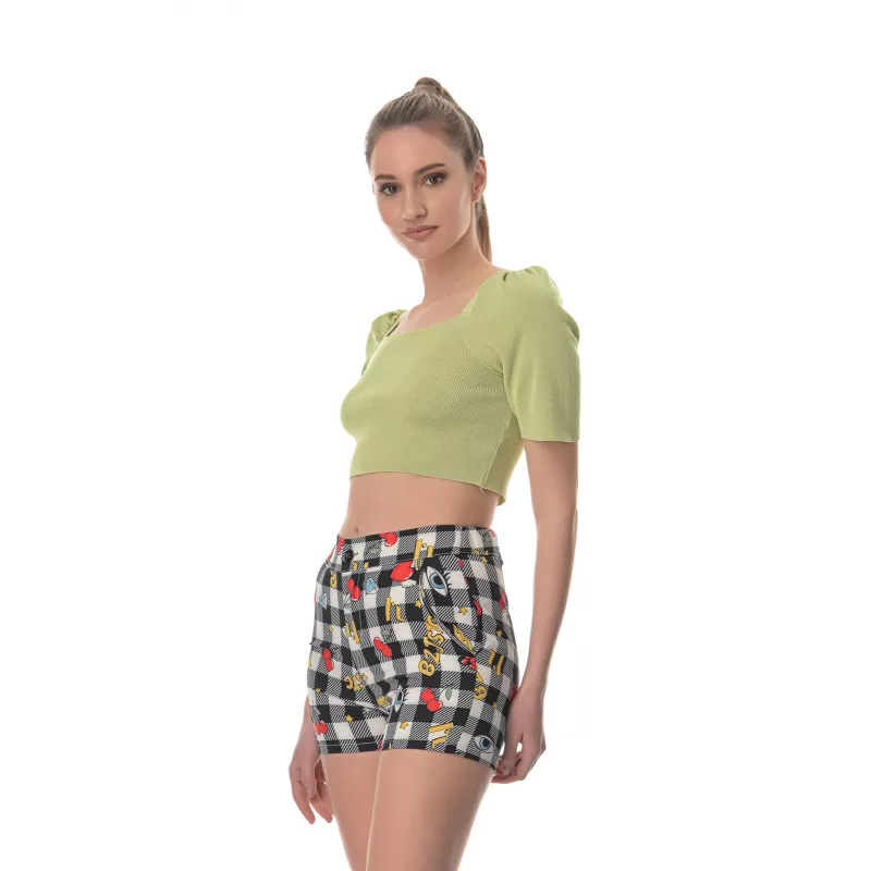 Crop Top Ριπ - Λαχανί Crop Top Ριπ - Λαχανί