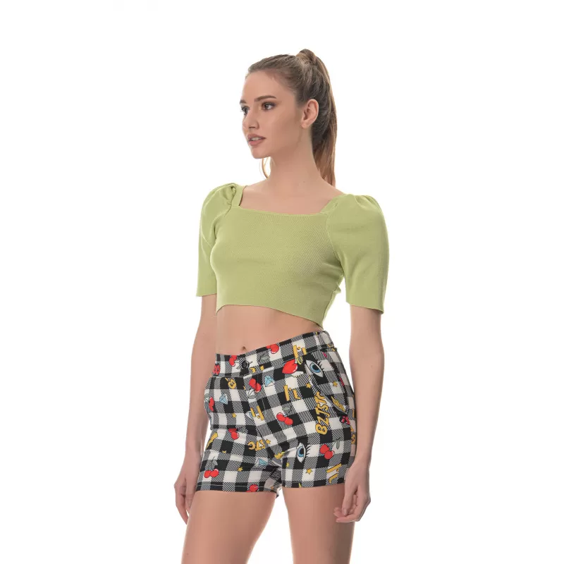Crop Top Ριπ - Λαχανί Crop Top Ριπ - Λαχανί