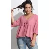 Plus Size Μπλούζα με Φιόγκο - Ροζ Plus Size Μπλούζα με Φιόγκο - Ροζ