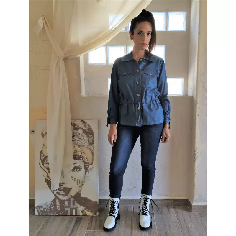 Jacket Jean Με Σούρα - Μπλε Jacket Jean Με Σούρα - Μπλε