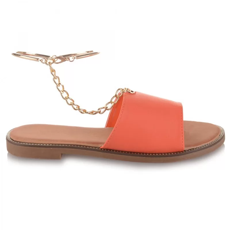Σανδάλια Με Anklet Βραχιόλι - Κοραλί Σανδάλια Με Anklet Βραχιόλι - Κοραλί