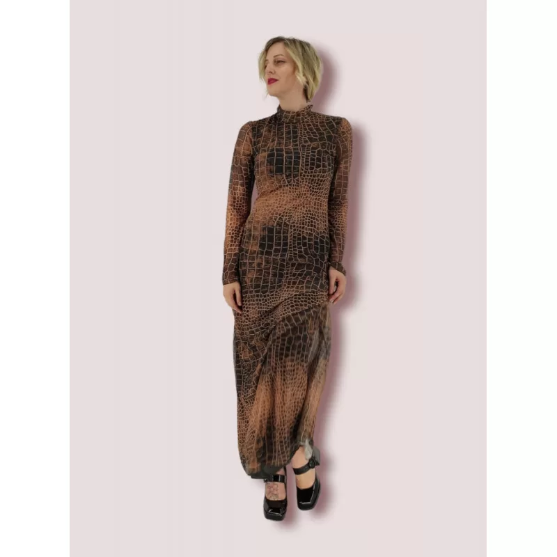 Φόρεμα Maxi Snake Print - Καφέ Φόρεμα Maxi Snake Print - Καφέ