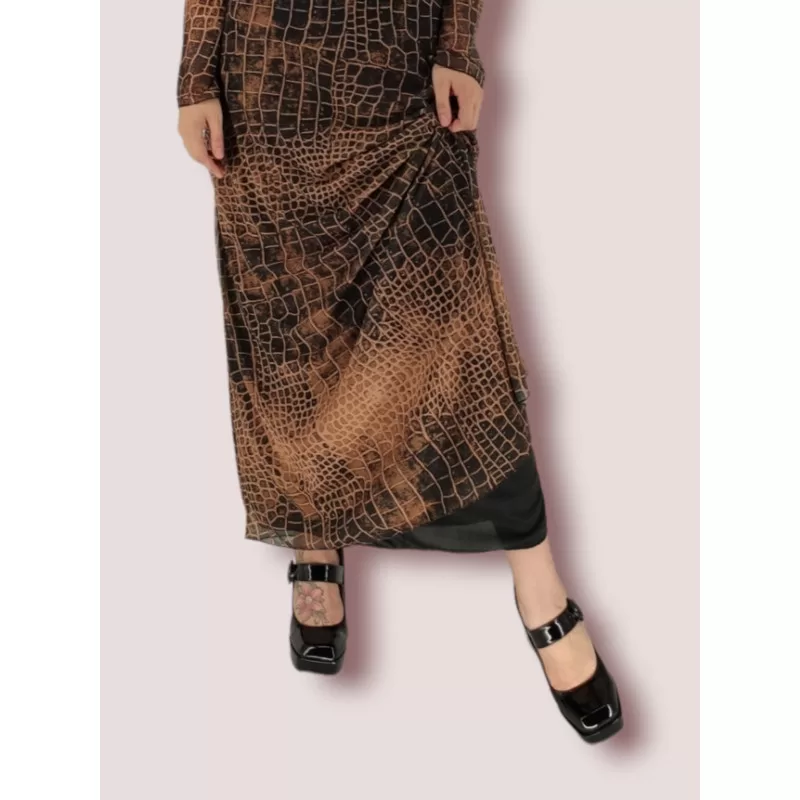 Φόρεμα Maxi Snake Print - Καφέ Φόρεμα Maxi Snake Print - Καφέ