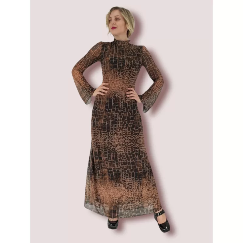 Φόρεμα Maxi Snake Print - Καφέ Φόρεμα Maxi Snake Print - Καφέ