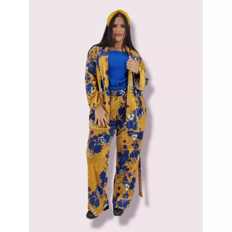 Plus Size Set Floral Bελούδο - Kίτρινο Plus Size Set Floral Bελούδο - Kίτρινο
