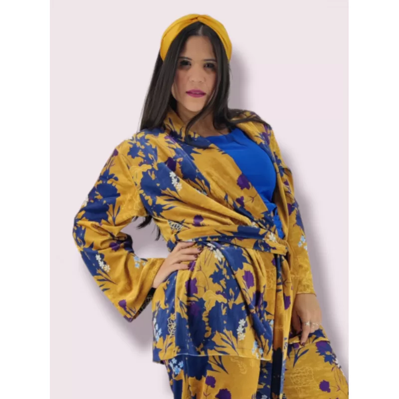 Plus Size Set Floral Bελούδο - Kίτρινο Plus Size Set Floral Bελούδο - Kίτρινο