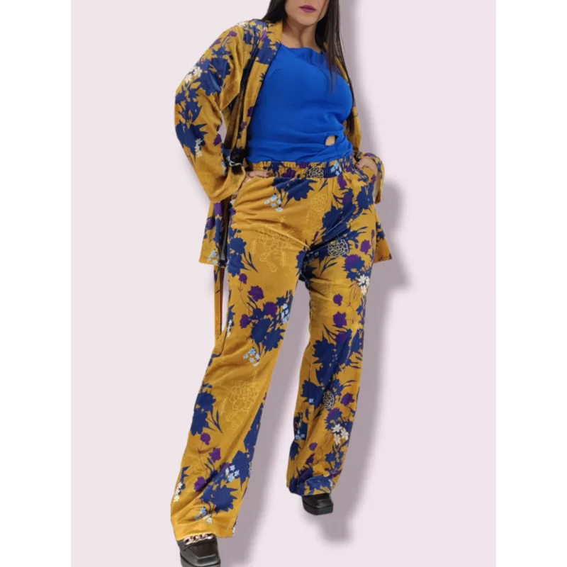 Plus Size Set Floral Bελούδο - Kίτρινο Plus Size Set Floral Bελούδο - Kίτρινο