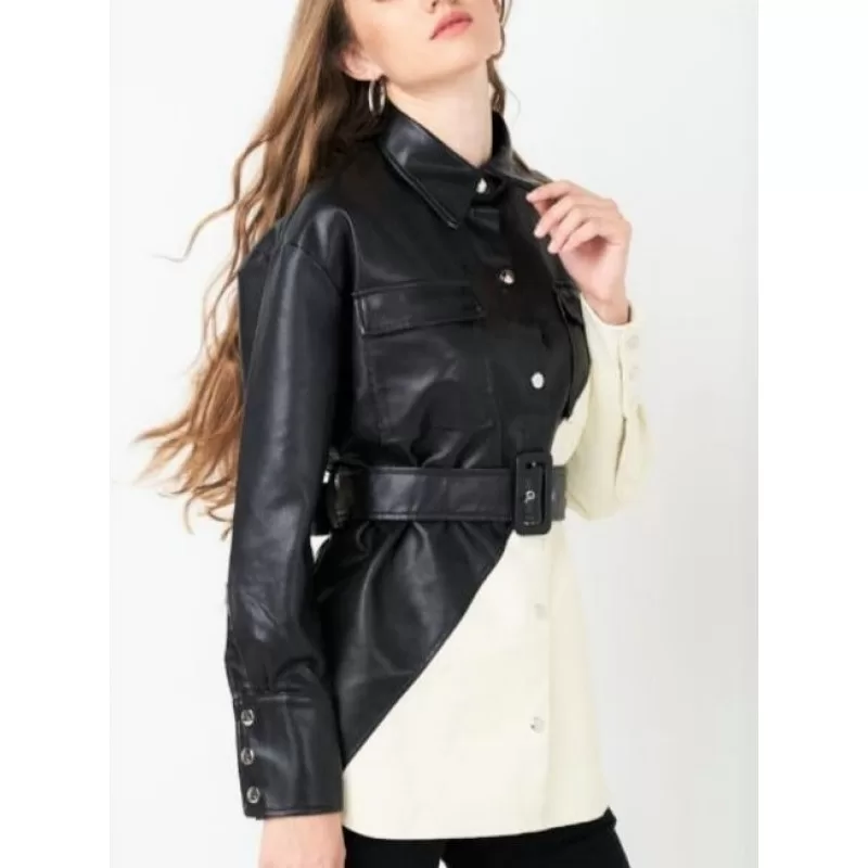 Jacket Overshirt Δέρμα - Ασπρόμαυρο Jacket Overshirt Δέρμα - Ασπρόμαυρο