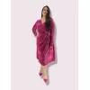 Plus Size Midi Φόρεμα Βελούδο - Magenta Plus Size Midi Φόρεμα Βελούδο - Magenta