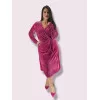 Plus Size Midi Φόρεμα Βελούδο - Magenta Plus Size Midi Φόρεμα Βελούδο - Magenta