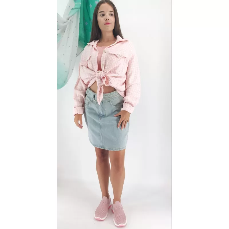 Overshirt Pied De Poule - Ροζ Overshirt Pied De Poule - Ροζ