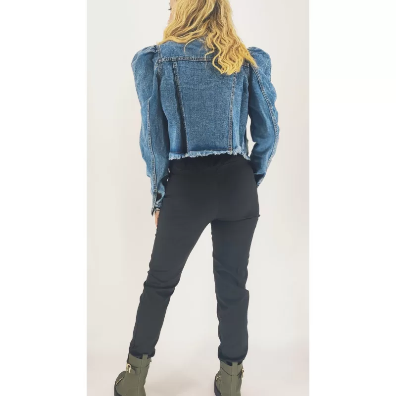 Jacket Jean Με Φουσκωτό Μανίκι - Μπλε Jacket Jean Με Φουσκωτό Μανίκι - Μπλε