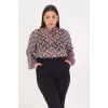 Plus Size Μπλουζα Εμπριμέ Διαφάνεια - Μωβ Plus Size Μπλουζα Εμπριμέ Διαφάνεια - Μωβ