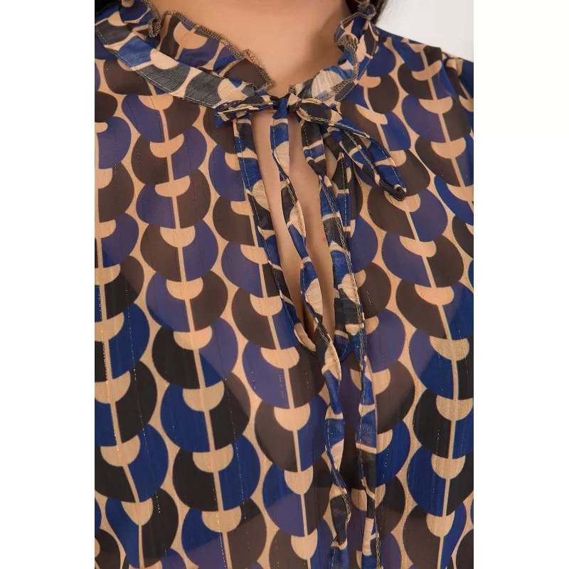Plus Size Μπλούζα Floral Διαφάνεια - Μπλε Plus Size Μπλούζα Floral Διαφάνεια - Μπλε