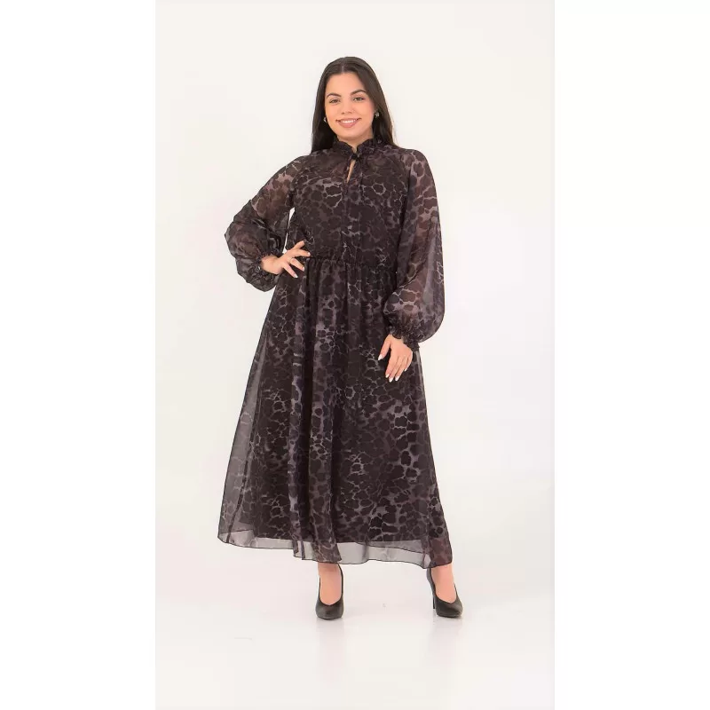 Plus Size Maxi Animal Print Φόρεμα - Μωβ Plus Size Maxi Animal Print Φόρεμα - Μωβ