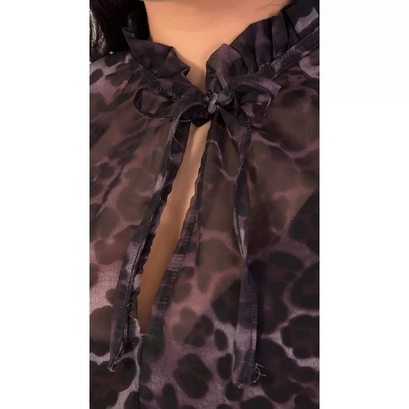 Plus Size Maxi Animal Print Φόρεμα - Μωβ Plus Size Maxi Animal Print Φόρεμα - Μωβ