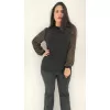 Plus Size Μπλούζα Strass - Μαύρο Plus Size Μπλούζα Strass - Μαύρο