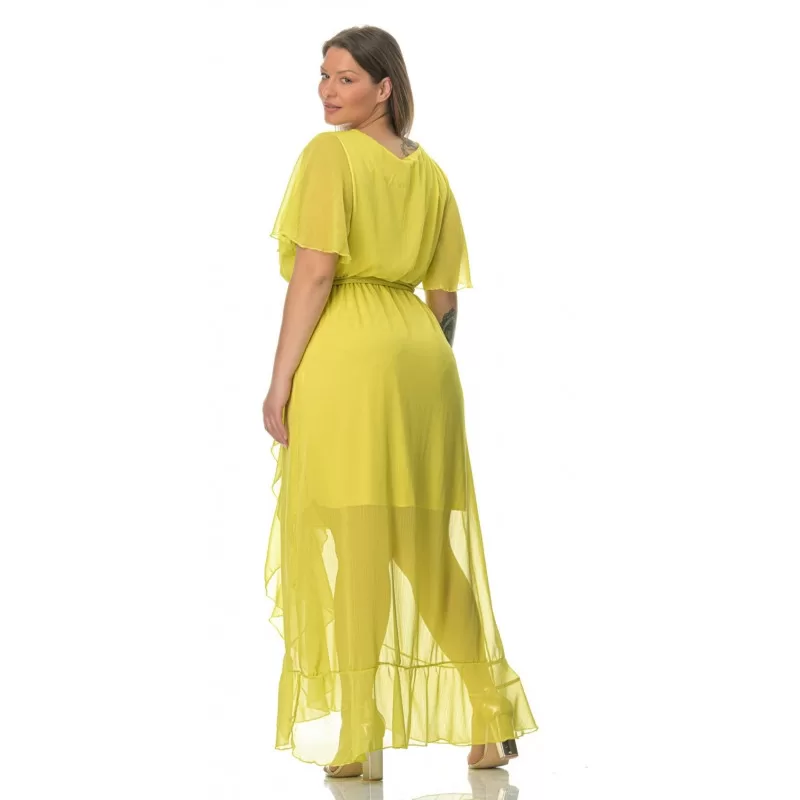 Plus Size Φόρεμα Maxi Κρουαζέ - Κίτρινο Plus Size Φόρεμα Maxi Κρουαζέ - Κίτρινο