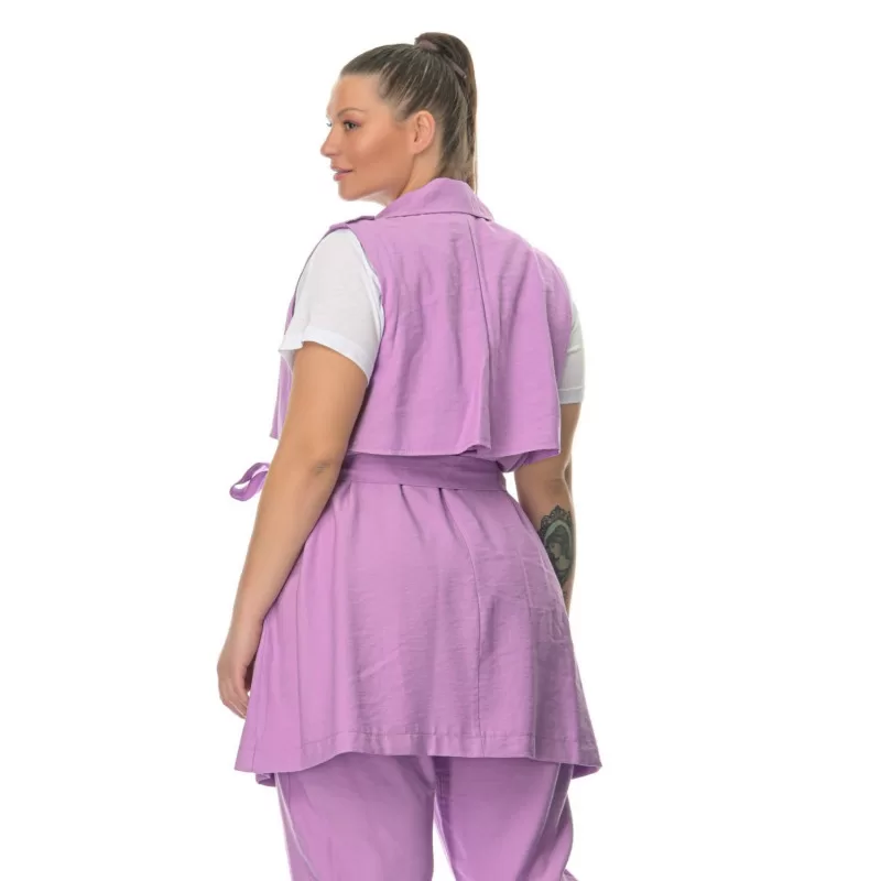 Plus Size Καμπαρντίνα Safari Αμάνικη - Λιλά Plus Size Καμπαρντίνα Safari Αμάνικη - Λιλά