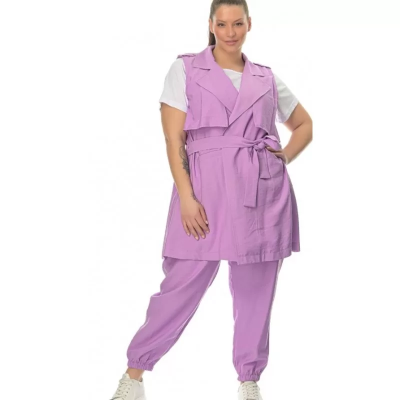 Plus Size Καμπαρντίνα Safari Αμάνικη - Μπλε Plus Size Καμπαρντίνα Safari Αμάνικη - Μπλε