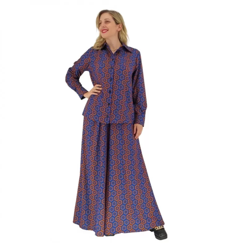 Σετ Πουκάμισο με Oversized Παντελόνα – Εμπριμέ (μπλε) Σετ Πουκάμισο με Oversized Παντελόνα – Εμπριμέ (μπλε)