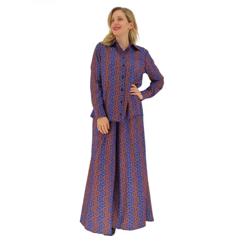 Σετ Πουκάμισο με Oversized Παντελόνα – Εμπριμέ (μπλε) Σετ Πουκάμισο με Oversized Παντελόνα – Εμπριμέ (μπλε)