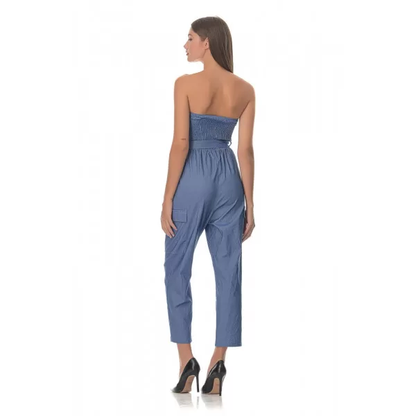Ολόσωμη Φόρμα Strapless Capri - Μπλε