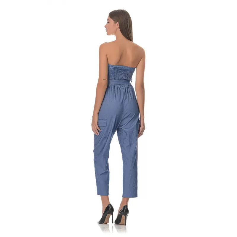 Ολόσωμη Φόρμα Strapless Capri - Μπλε Ολόσωμη Φόρμα Strapless Capri - Μπλε