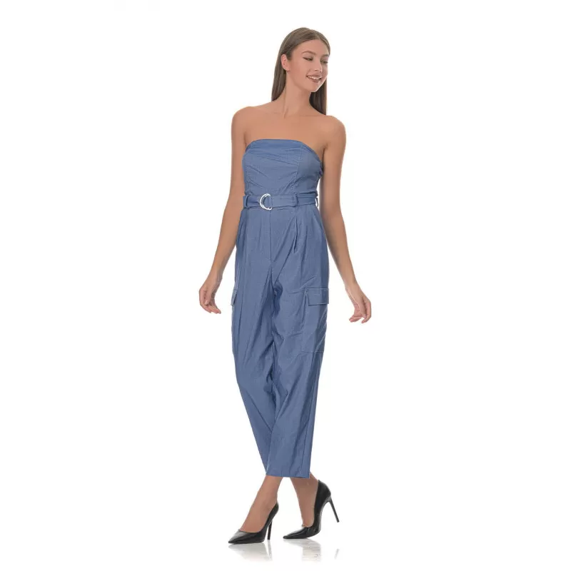 Ολόσωμη Φόρμα Strapless Capri - Μπλε Ολόσωμη Φόρμα Strapless Capri - Μπλε