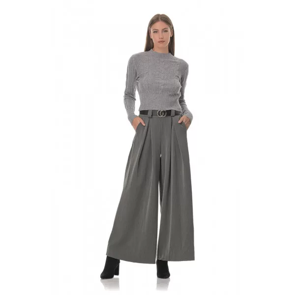 Παντελόνα Με Πιέτες Oversized - Γκρι