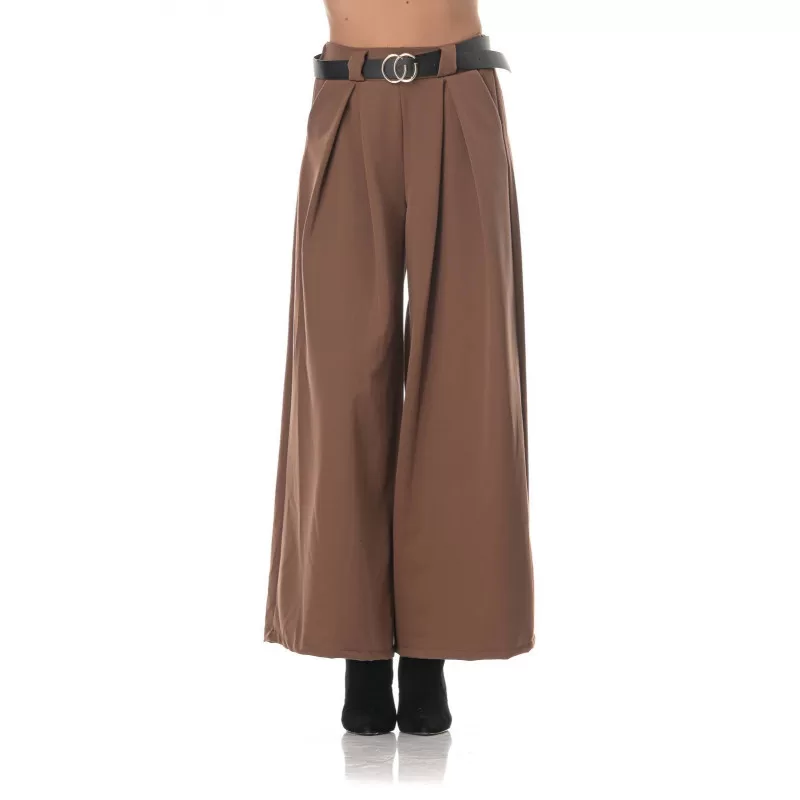 Παντελόνα Με Πιέτες Oversized - Καφέ Παντελόνα Με Πιέτες Oversized - Καφέ